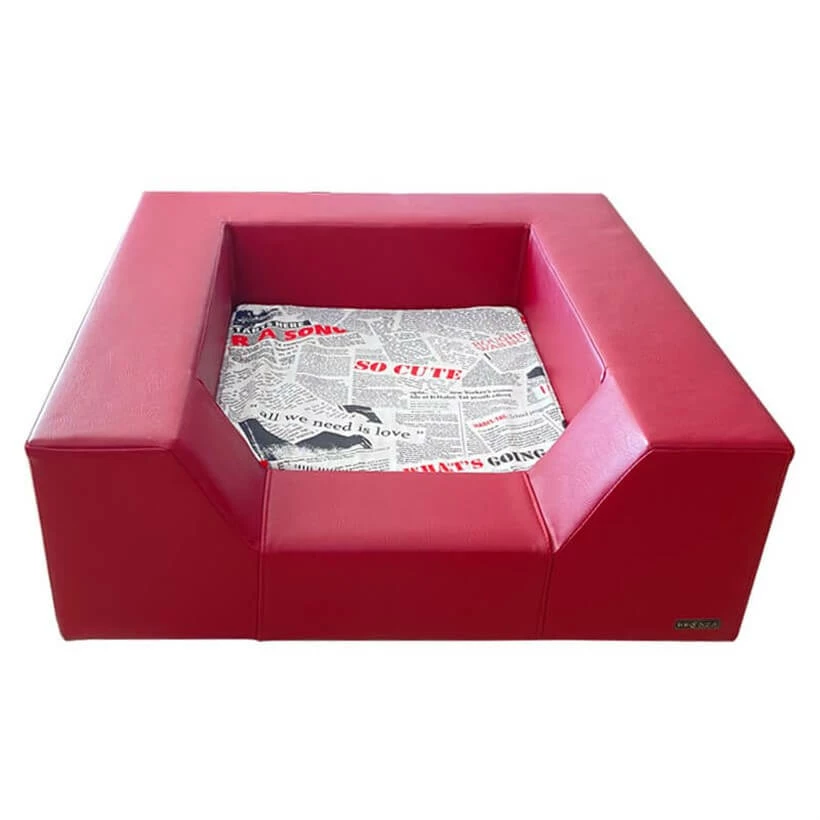 Bronza Deri Kedi Köpek Koltuğu Kırmızı 1 Bronza Deri Kedi Köpek Koltuğu Kırmızı