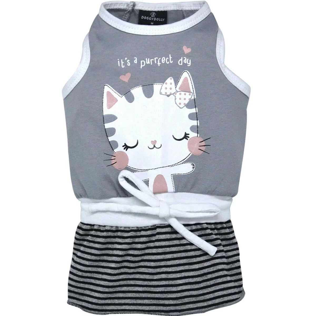 Doggy Dolly Kedi Desenli Köpek Elbisesi Gri Small 1 Doggy Dolly Kedi Desenli Köpek Elbisesi Gri Small