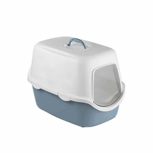 Stefanplast Cathy Kapalı Kedi Tuvaleti Mavi/Beyaz -Petburada Shop stefanplast cathy kapali kedi tuvaleti a37ad6